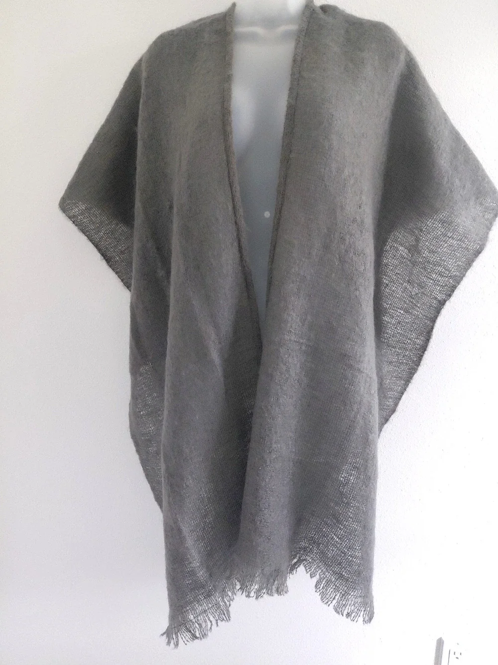Foulards Japanese Kimono Shawl Open Front Gray Woven VTG Lagonlook Minimalist